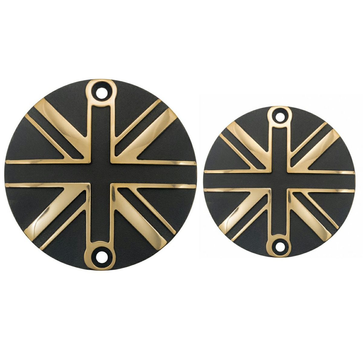 【SET販売】Motone クラッチ/ジェネレーターバッジ ユニオンジャック ブラック/ブラス T100 T120 スクランブラー900 スピード900等