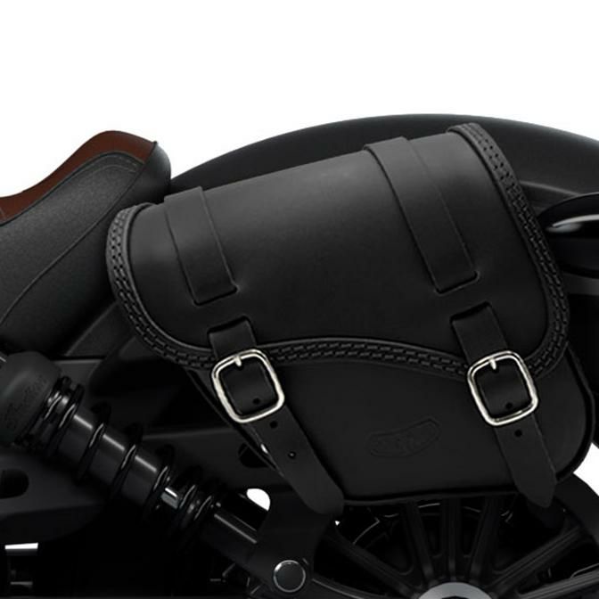 インディアン チーフ/スカウト Tomahawk レザーサイドバッグ ブラック 左側 エンズクォイオ(Endscuoio)