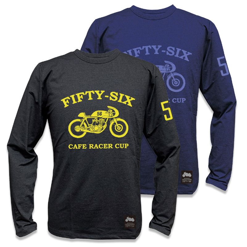 56デザイン ロングスリーブ キシリトール カフェレーサー ロング Tシャツ KF バイク ウェア トップス 56design XYLITOL CAFE RACER LONG T-SHIRT KF