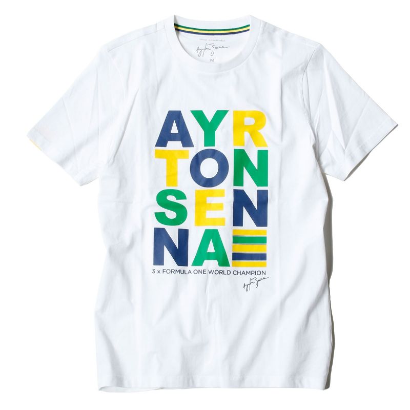 楽天Motorimodaアイルトンセナ Tシャツ ストライプグラフィック Tシャツ モータースポーツ ウェア AyrtonSenna