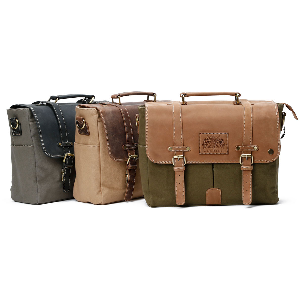 ショルダーバッグ ゴールドトップ キャンバスレザー メッセンジャーバッグ バイク バッグ Goldtop Canvas & Leather Messenger Bag