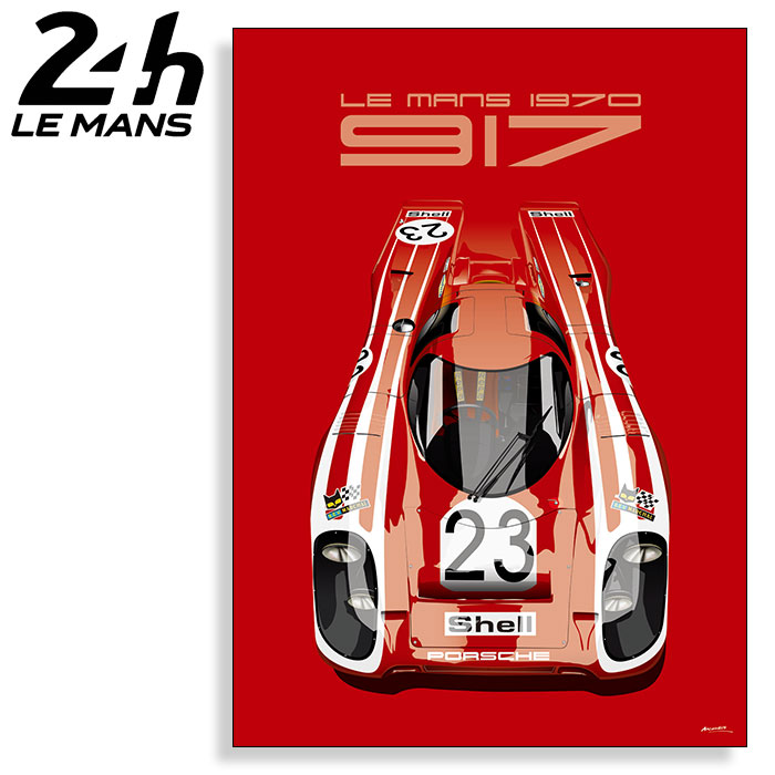 VaMp XL5b商品説明 1970年のル・マン24時間耐久レースにおいて優勝を飾った、ハンス・ヘルマン/リチャード・アットウッド組のポルシェ917 KH（ゼッケン23番）のポスター。このレースは、ポルシェにとって記念すべき最初のル・マン制覇となったレースとなりました。 商品詳細 サイズ 70cm × 50cm 注意点 ※生産ロットにより、仕様が異なる場合がございます。 ※在庫更新のタイムラグでご注文いただいてもご用意できかねる場合がございます。 24H LE MANS 商品一覧は下のバナーをクリック