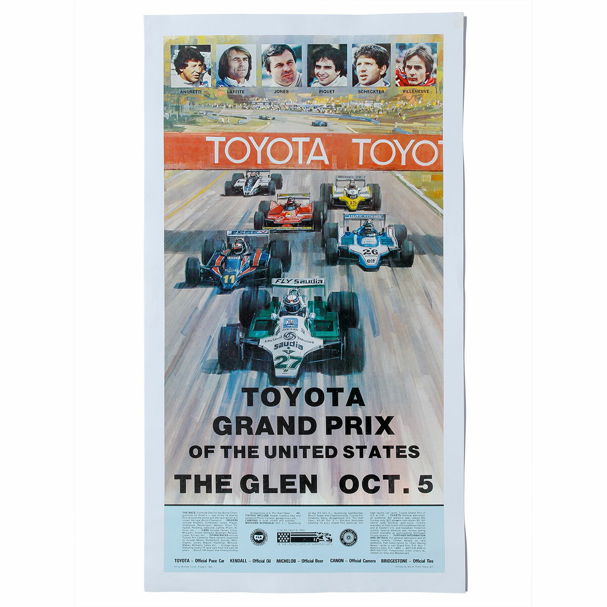 雑貨 オンリーワン レジェンド コレクション 1980 F1 アメリカGP ワトキンスグレン 大会オフィシャル ヴィンテージ ポスター モータースポーツ ONL...