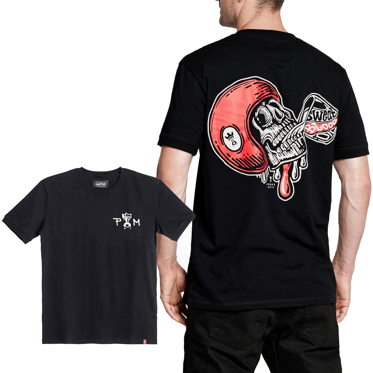 Tシャツ パンドモト マイク レッド スカル 1 Tシャツ バイク ウェア トップス Pando Moto MIKE RED SKULL 1 T-Shirt