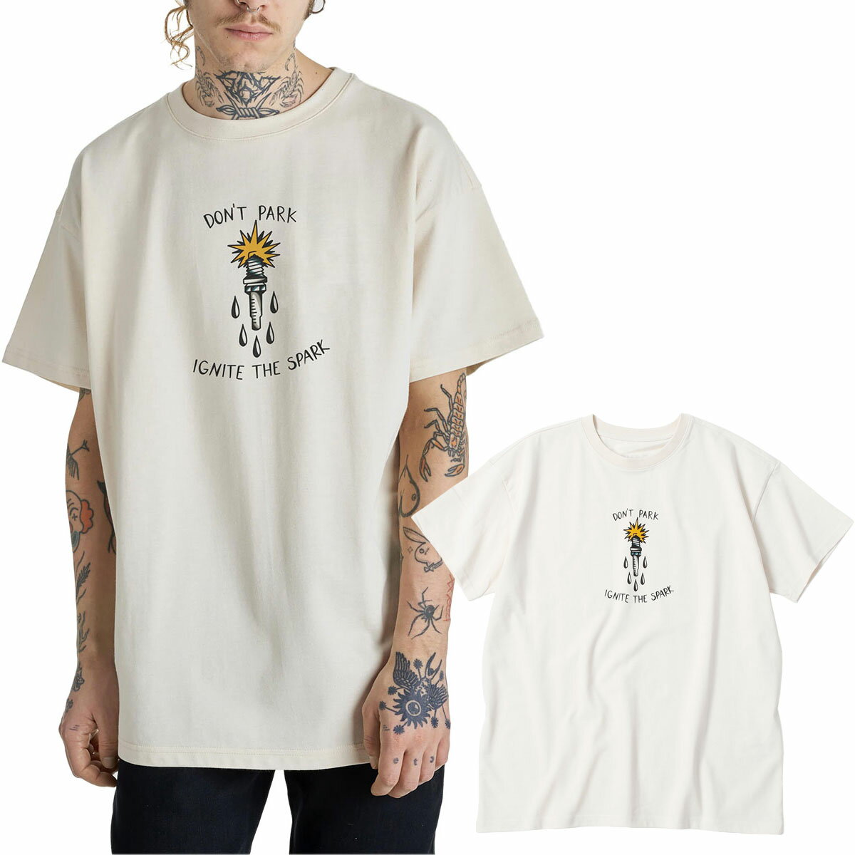 Tシャツ パンドモト クラシック Tシャツ ”スパーク” バイク ウェア トップス Pando Moto CLASSICS SPARK RAW