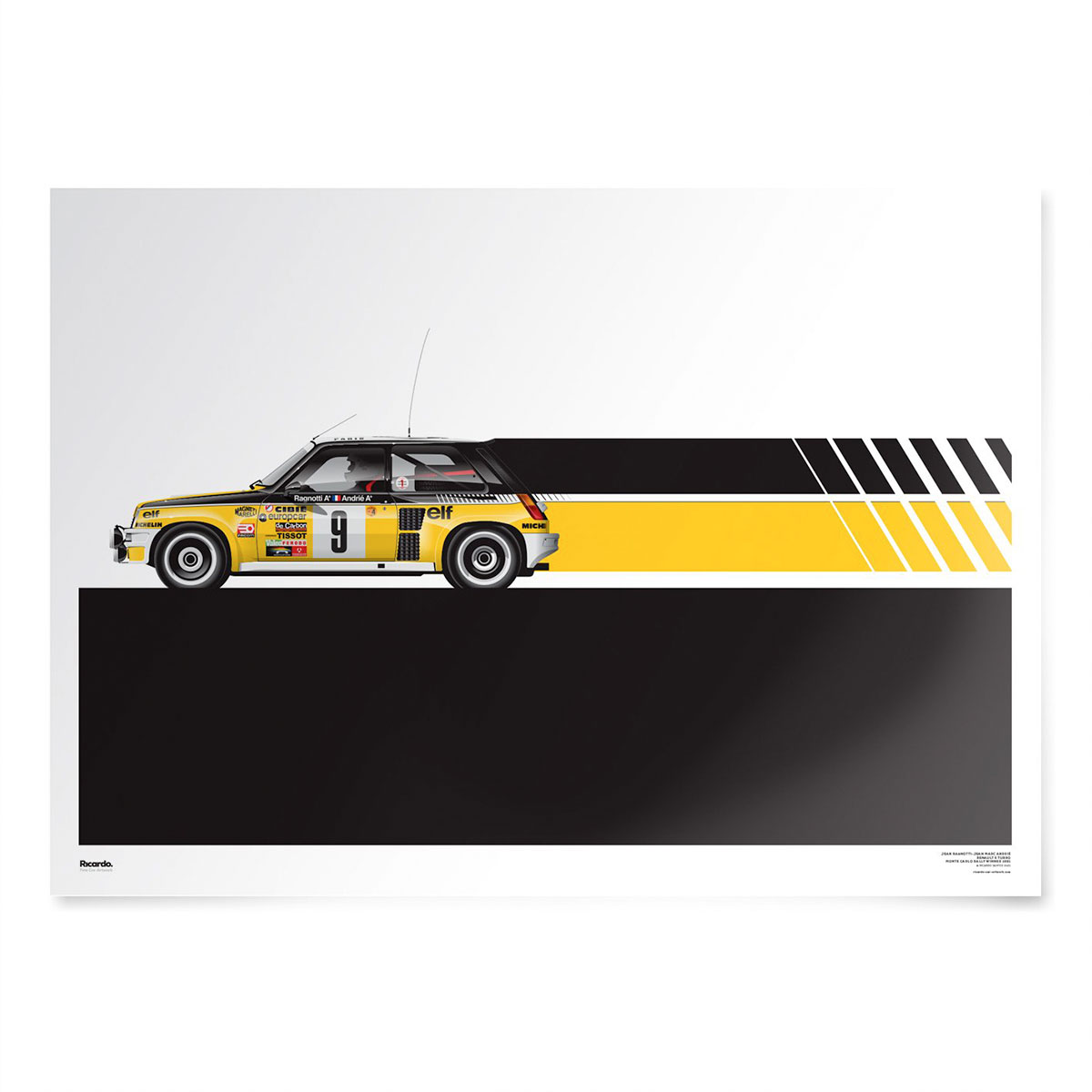 ポスター リカルド カー アートワーク Renault 5 Turbo Monte-Carlo Rally Winner 1981 ポスター モータースポーツ 雑貨 Ricardo Car Artwork