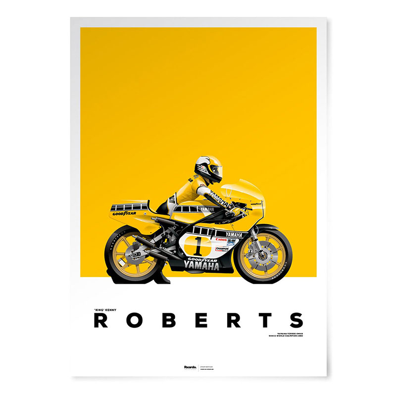 ポスター リカルド カー アートワーク Kenny Roberts Yamaha YZR500 WGP500 World Champion 1980 ポスター モータースポーツ 雑貨 Ricardo Car Artwork