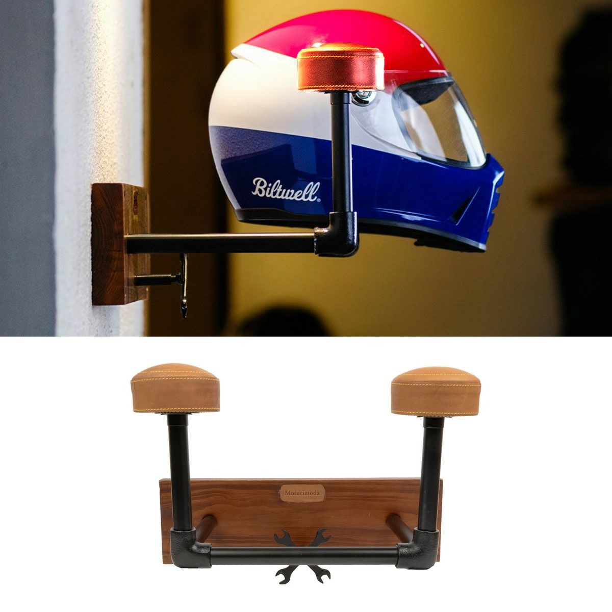 トリップマシン 雑貨 ツイン ヘルメット ハンガー × Motorimoda バイク Trip Machine TWIN HELMET HANG..