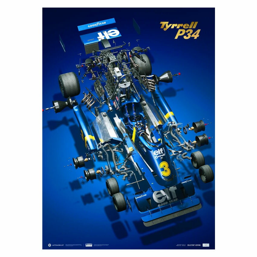 予約21年3月入荷予定 ユニーク リミテッド ポスター ギャラリー Unique Limited Limited Gallery 乗り物 Tyrrell P34 The Joy Of Six Wheels コレクターズ エディション ポスター 世界限定500枚 Motorimoda ティレル オフィシャル ライセンス商品 ティレルp34の