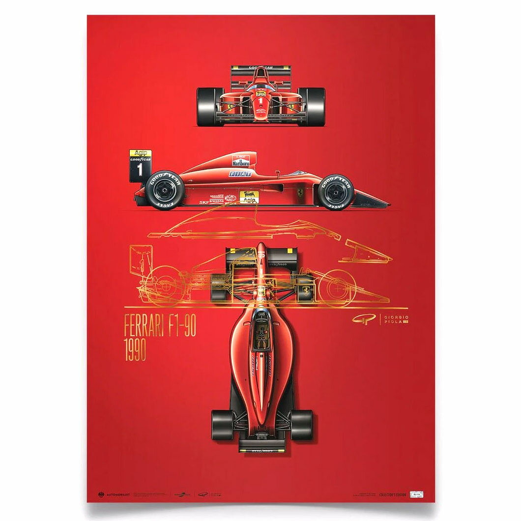 ポスター オートモビリスト GIORGIO PIOLA FERRARI F1-90 1990 コレクターズ エディション ポスター モータースポーツ 雑貨 Automobilist