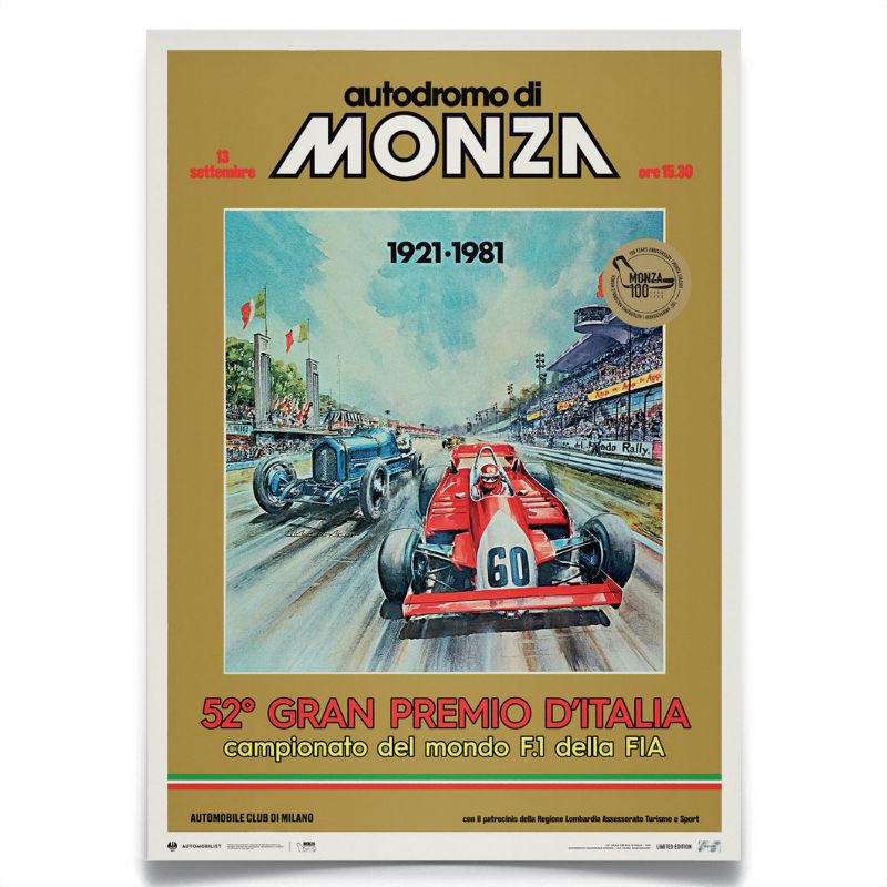 ポスター オートモビリスト MONZA CIRCUIT 100 YEARS ANNIVERSARY 1981 リミテッド エディション ポスター モータースポーツ 雑貨 Automobilist