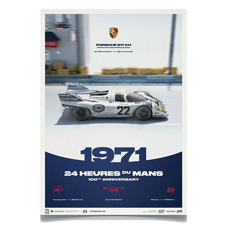 ポスター オートモビリスト PORSCHE 917 KH 1971 ル・マン24時間レース 100周年記念 リミテッド エディション ポスター モータースポーツ...