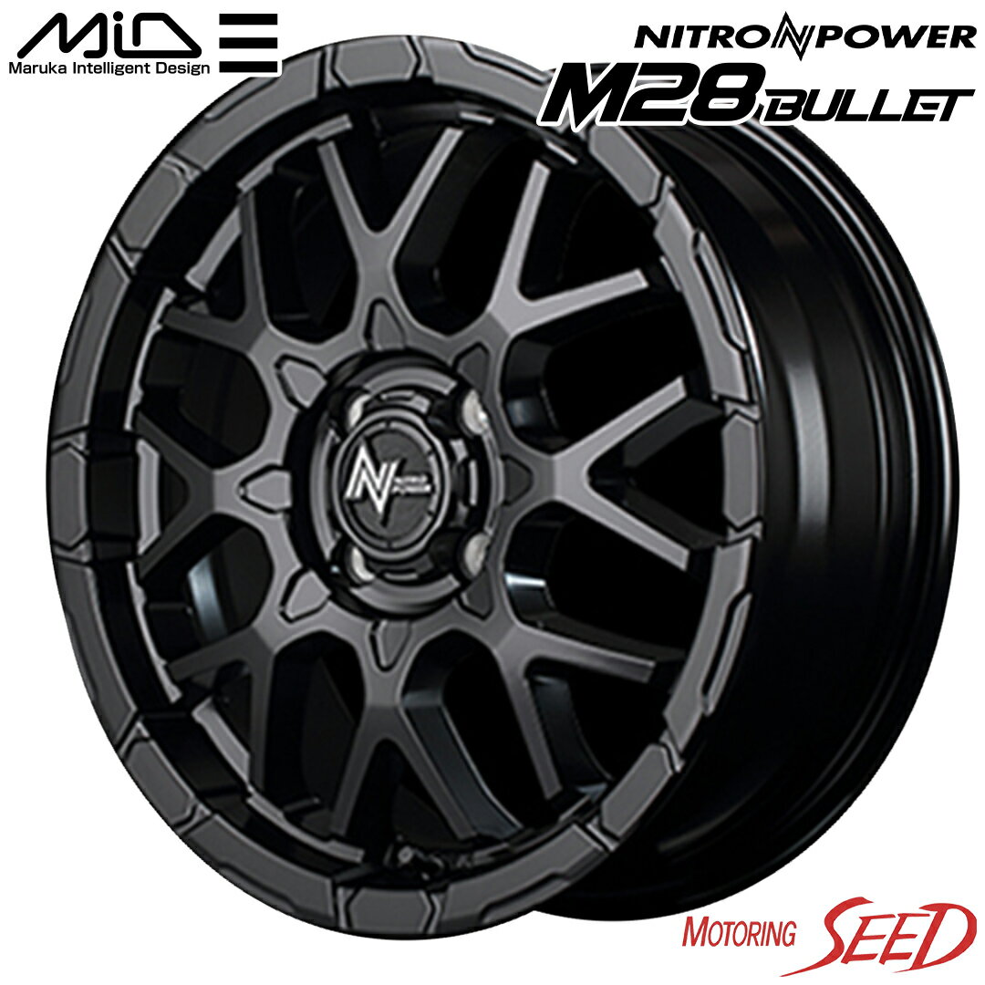 【ウェイク デリカミニ等に】MID NITRO POWER M28 BULLET-KC 15×5J 4H 100 +48 × BRIDGESTONE BLIZZAK VRX3 165/55R15 スタッドレスタイヤホイール4本セット