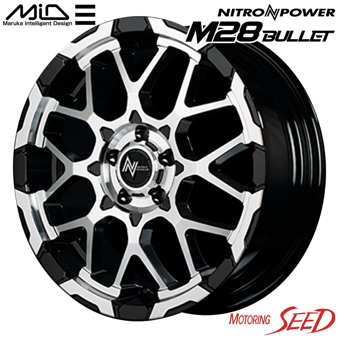 【ジューク、インサイト等に】MID NITRO POWER M28 BULLET-S 16×7J 5H 114.3 +40 × PIRELLI POWERGY 205/60R16 サマータイヤホイール4本セット