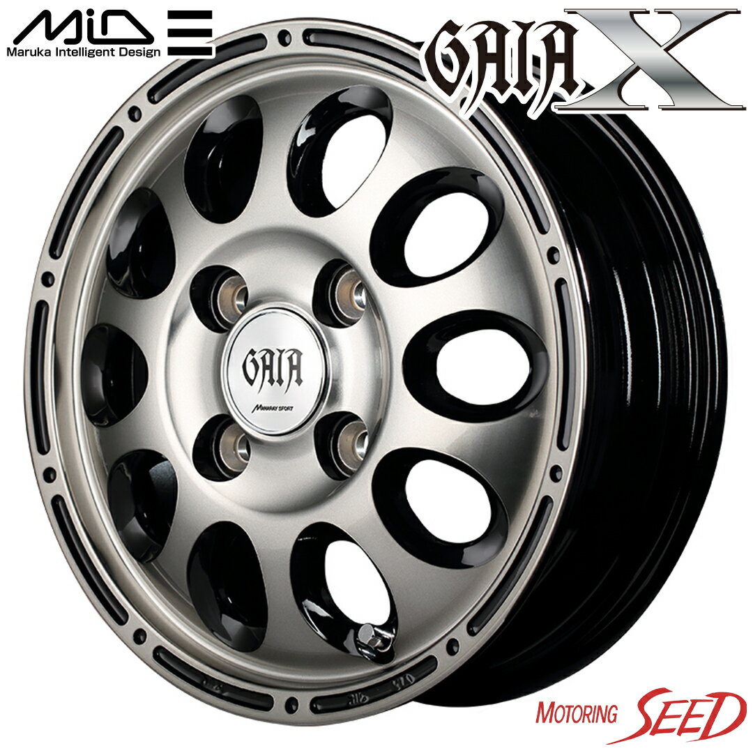 【ハイゼット、キャリー等に】MID GAIA X 12×4J 4H 100 +42 × DUNLOP GRANTREK TG4 145R12 8PR サマータイヤホイール4本セット