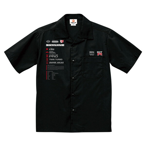 楽天モーターマガジン Web Shopスカイライン GT-R R34 ファンクショナル オープンカラーシャツ ブラック