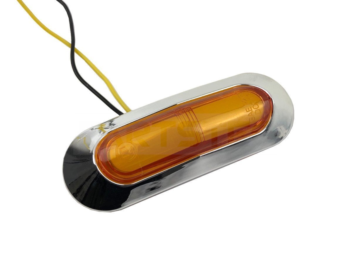 Rakuten - LED サイドマーカー アンバー 2個セット 12V 24V 面発光 メッキ ランプ マルチライト 照明 オレンジ デコトラ トラック /156-20x2