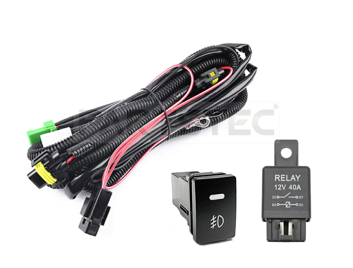スズキ 後付けフォグ用 フォグ配線 フォグ ハーネス LED スイッチ HID LED H8 H11 H16 フォグスイッチ ..