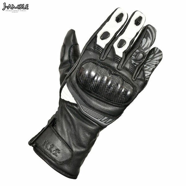 J-AMBLE WBGN-222 スピードライドウィンターレザーグローブ 弐黒堂 BLACK/WHITE