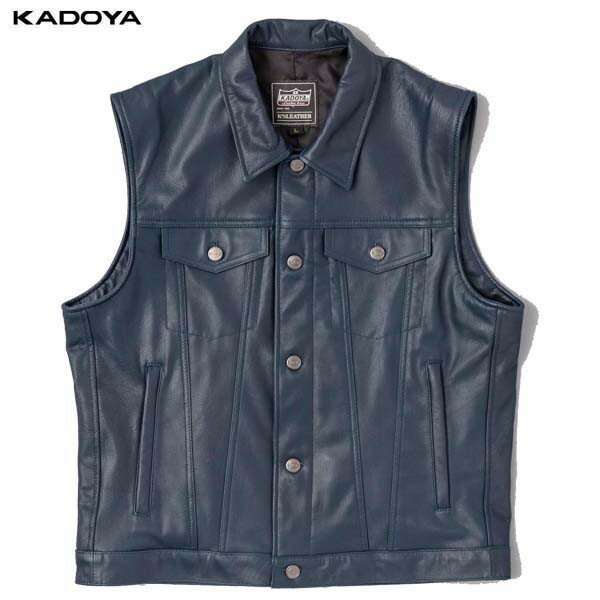 カドヤ(KADOYA) K'S LEATHER（ケーズレザー）バイク用 レザーベスト DT LEATHER VEST ネイビー 0520-1 3L