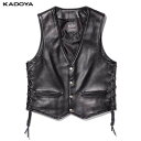 カドヤ(KADOYA) K'S LEATHER（ケーズレザー）バイク用 レザーベスト BUTTON DOWN VEST ブラック 0522-1 3L