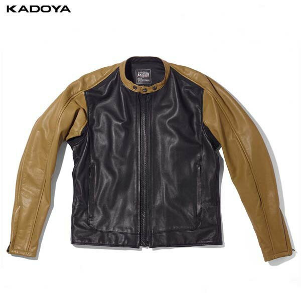 カドヤ(KADOYA) K'S LEATHER（ケーズレザー） バイク ジャケット ERIS ブラック/キャメル 1648