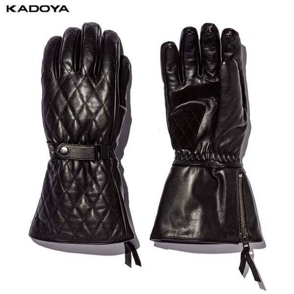 カドヤ(KADOYA) K'S LEATHER（ケーズレザー）バイク用 レザーグローブ GAUNTLET-PADDED ブラック 3351-0