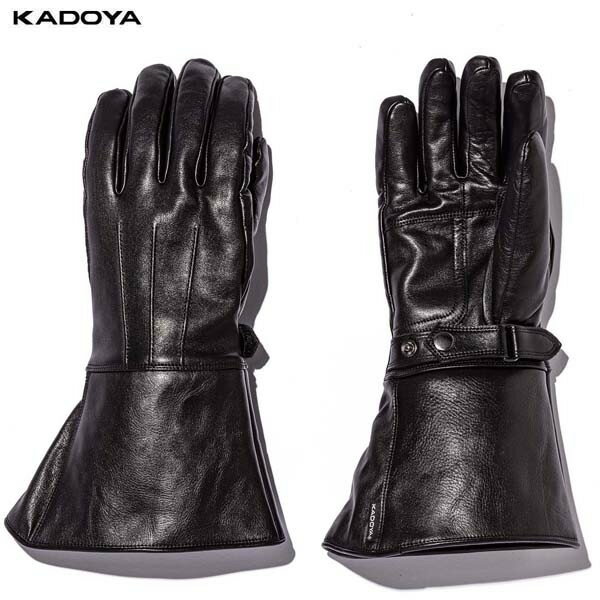 カドヤ(KADOYA) K'S LEATHER（ケーズレザー）バイク用 レザーグローブ GAUNTLET-OLDIES ブラック 3352-0