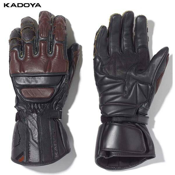 カドヤ(KADOYA) K'S LEATHER（ケーズレザー）バイク用 レザーグローブ GPS GLOVE-K ブラック/ブラウン 3356-0