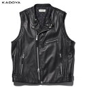 カドヤ(KADOYA) K'S LEATHER (ケーズレザー) バイク用 レザーベスト LEATHER RIDERS VEST ブラック 0525