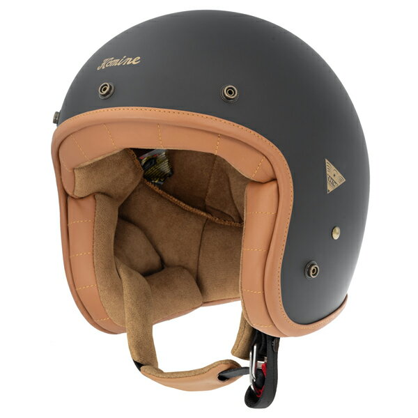 コミネ HK-195 ヘリテージ レザー ジェット ヘルメット Mat-Black(2)