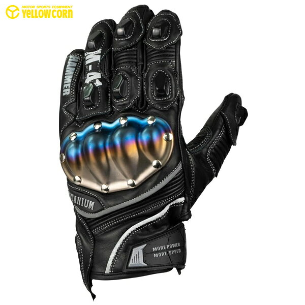 YELLOW CORN（イエローコーン） YG-192 チタニウムレザーグローブ ブラック-シルバー