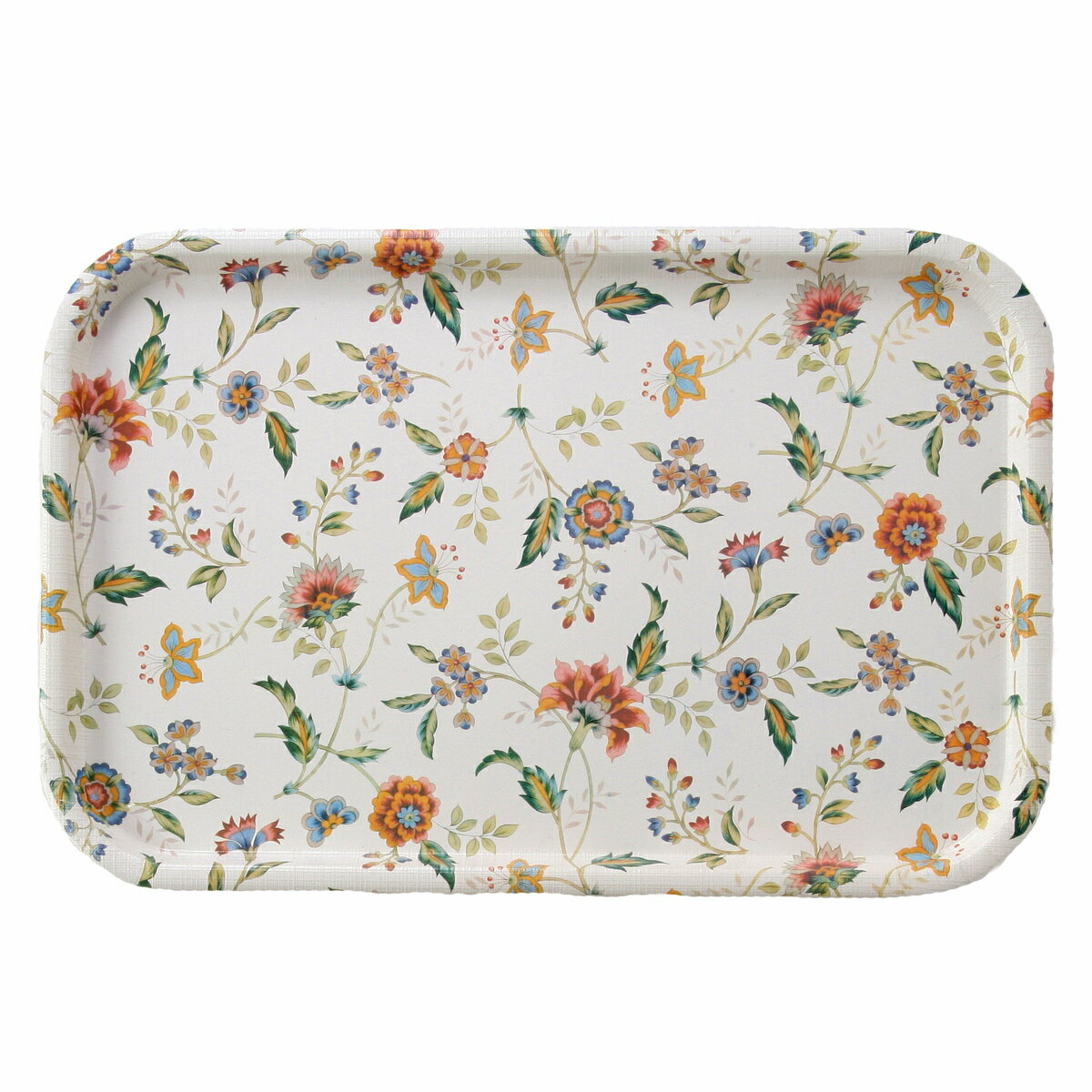 エスニックフラワー トレー 滑りにくい 可愛い かわいい おしゃれ 長方形 四角 花柄 カフェ風 お盆のサムネイル