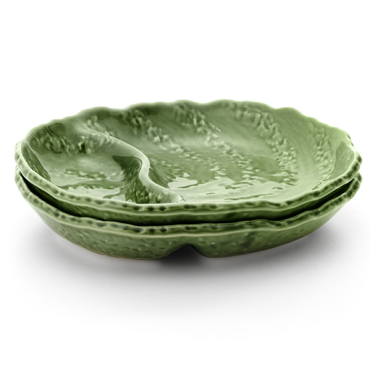 ちょっと便利な惣菜＆ランチ皿 織部釉 2個組 ランチ皿 ランチプレート 仕切り皿 仕切りプレート 仕切皿 プレート 惣菜皿 おかず皿 和洋中 和食器 洋食器 和食 洋食 中華 1人用 1人 スタッキング 万古焼 日本製 電子レンジ対応 食洗機対応