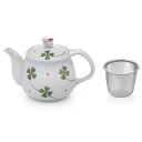 有田焼 四つ葉のクローバーポット カゴ網付 ポット急須 茶ポット ティーポット うさぎ かわいい 四つ葉 クローバー 持ちやすい 電子レンジOK 磁器 手描き絵付け 日本製