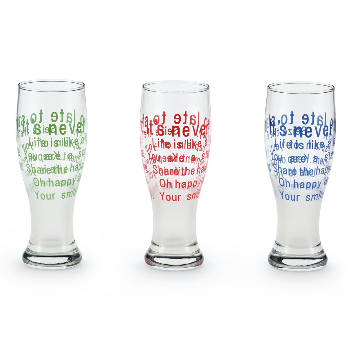 ＼10％OFF!／ メッセージグラス 3色組 グラス ビアグラス タンブラー ビアタンブラー コップ ビアカップ ビール ジュース ドリンク ガラス 食器 野菜スティック入れ ガラス ガラスコップ