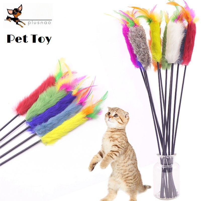 送料無料 猫じゃらし ねこ用おもちゃ ペット用品 ネコグッズ 棒型 スティック フェザー ファー ふわふわ ゆらゆら 玩具 にゃんこ 運動不足 ストレス解消 遊びグッズのサムネイル