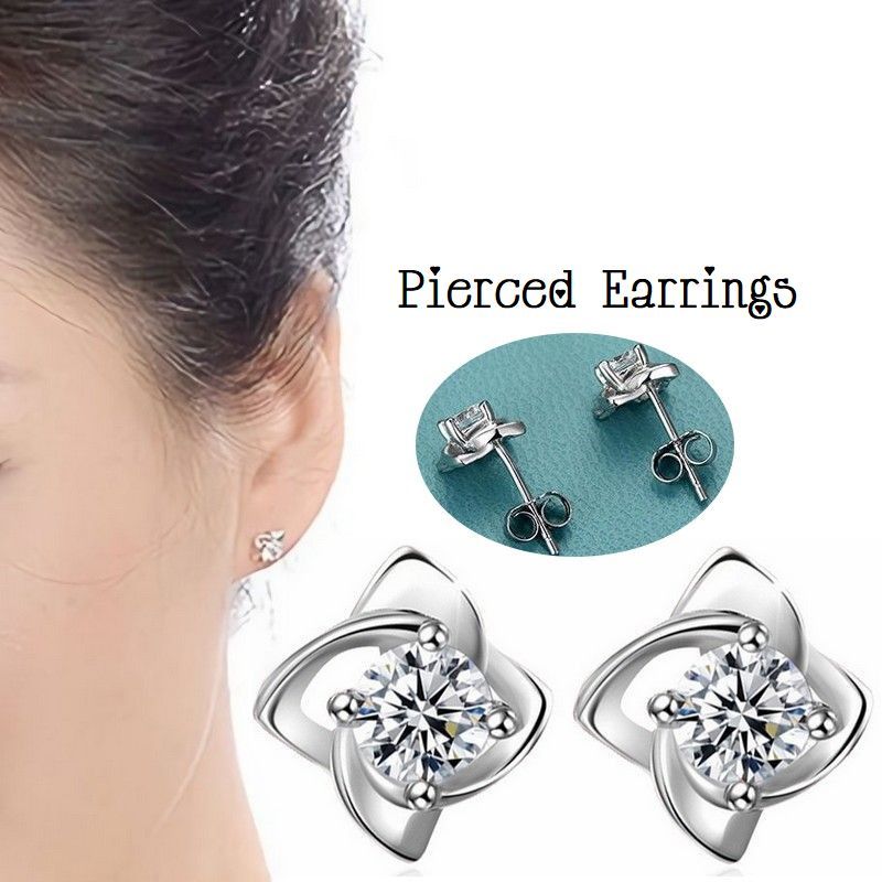 送料無料 スタッドピアス キャッチピアス レディース アクセサリー 耳飾り ラインストーン 花 フラワー 小さめ シルバーカラー 可愛い ..