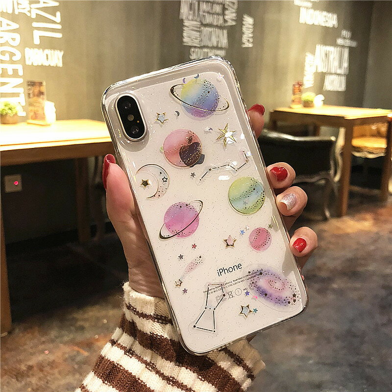 送料無料 スマートフォンケース iPhoneケース キラキラ ラメ スター ネコ 宇宙 惑星 星 猫 星座 透明 かわいい おしゃれ 13 12 11 XR X XS 7 6 Pro ProMax Mini iPhoneカバー スマホカバー スマホケース