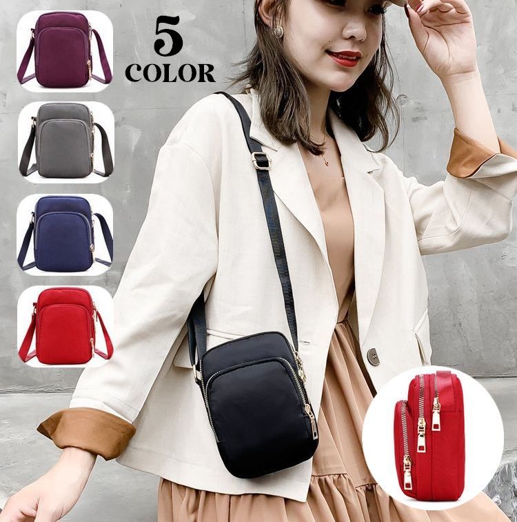 送料無料 ショルダーバッグ レディース 鞄 ミニ 3ポケット 肩掛け 斜め掛け ポシェット 幅広ショルダー..