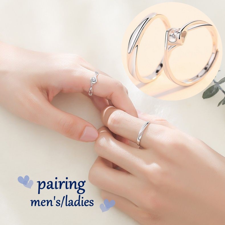 送料無料 ペアリング オープンリング ペアアクセサリー レディース女性 メンズ 男性 ラインストーン キラキラ シンプル シルバーカラー お揃い 夫婦 カップル...