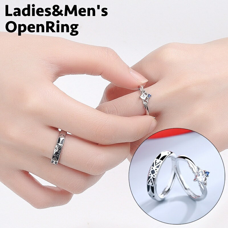 送料無料 指輪 ペアリング オープンリング レディース メンズ リンクコーデ お揃い ハート ラインストーン シンプル おしゃれ 大人可愛い カップル 夫婦 恋...