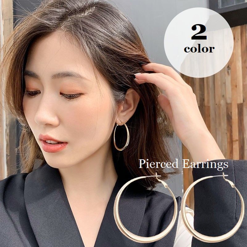 送料無料 フープピアス レディース アクセサリー 耳飾り リングピアス 大きめ サークル 女性用 婦人用 ファッション小物 誕生日 記念日 贈り物 プレゼント