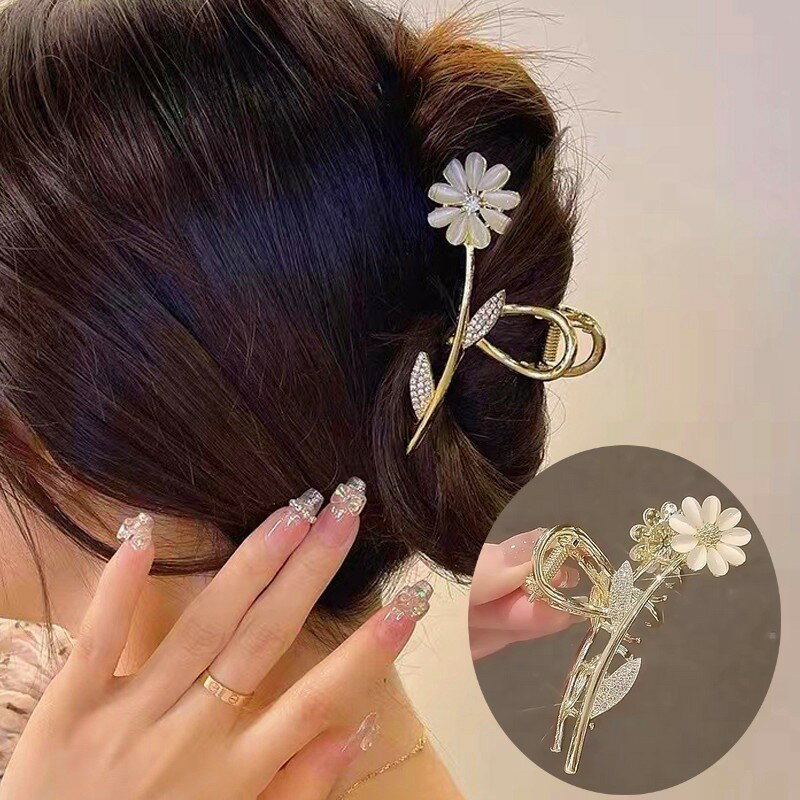 送料無料 バンスクリップ レディース 女性 ヘアアクセサリー ラインストーン フラワー 花 ヘアクリップ まとめ髪 髪留め ヘアアレンジ 髪飾り かわいい おし...