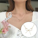 送料無料 ネックレス アクセサリー 首飾り ペンダント リボンモチーフ レディース 女性 シンプル フェミニン ゴールドカラー シルバーカラー デイリー カジュ...