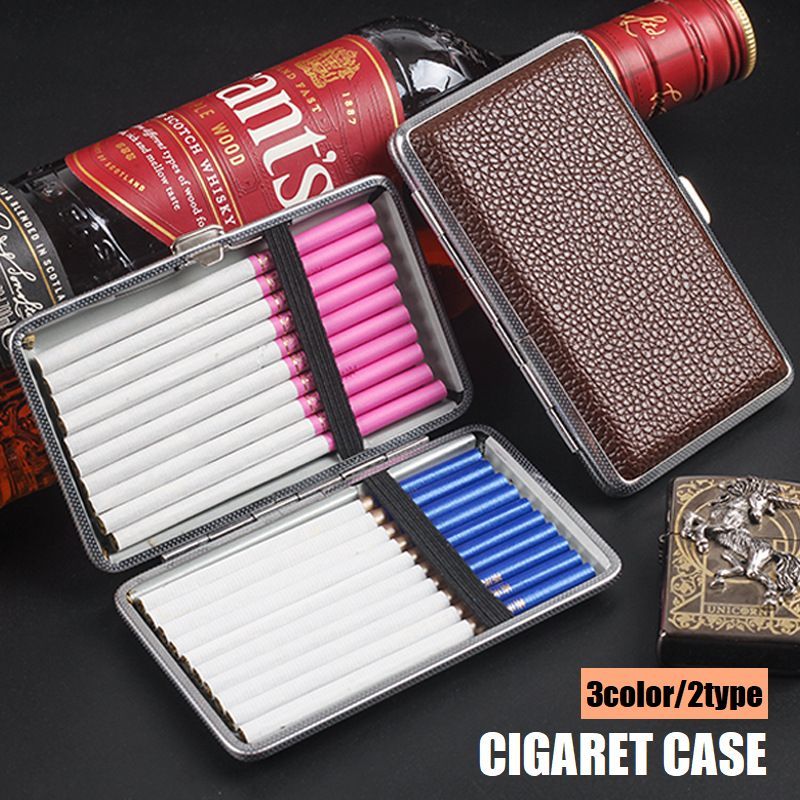 送料無料 シガレットケース タバコケース 20本 喫煙具 煙草入れ 収納ケース 本革 レザー 無地 単色 シンプル かっこいい おしゃれ 父の日 ギフト プレゼント 持ち運び 便利