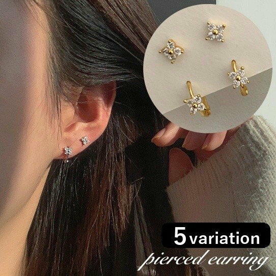 送料無料 スタッドピアス フープピアス 2タイプ レディース 女性 アクセサリー ラインストーン フラワ..