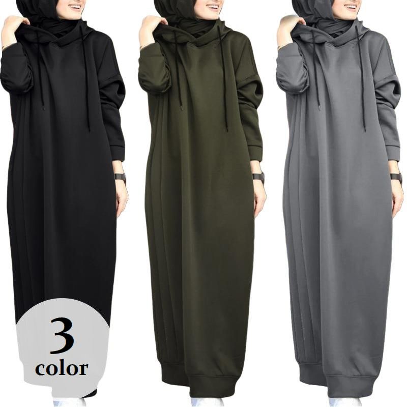 送料無料 パーカーワンピース 長袖 レディース マキシ丈 ロング丈 ドロップショルダー ポケット付き 無地 ソリッドカラー プルオーバー フード付き 体型カバー ゆったり 婦人服 女性用 ラフ 可愛い おしゃれ 体系カバー