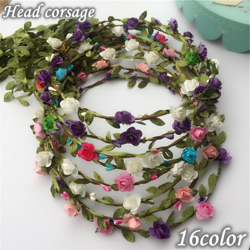 送料無料 ヘッドコサージュ ヘッドドレス 花冠 花かんむり 髪飾り レディース ヘアアクセサリー フラワーティアラ ブライダル ウエディング コスプレ ヘアアレ...