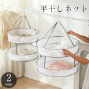 送料無料 平干しネット 物干しネット 2段 2層 ハンガー フック 吊り下げ 折りたたみ 洗濯 型崩れ防止 メッシュ 通気性 乾燥 衣類 洋服 下着 インナー 便利